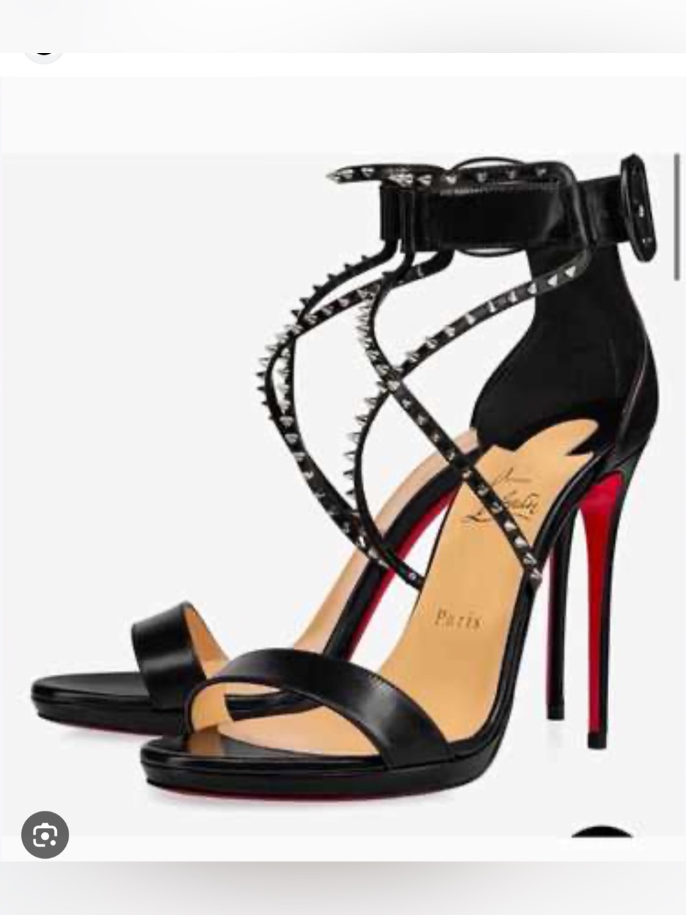 Christian Louboutin Chocolux 100 Spiked Leather Sandals Black Heels